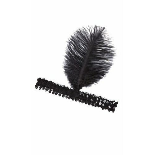 Charleston-Stirnband mit Federschmuck in Schwarz
