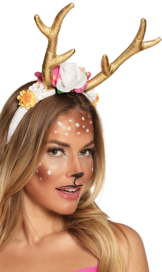 Rentier Haarreif mit Blumen