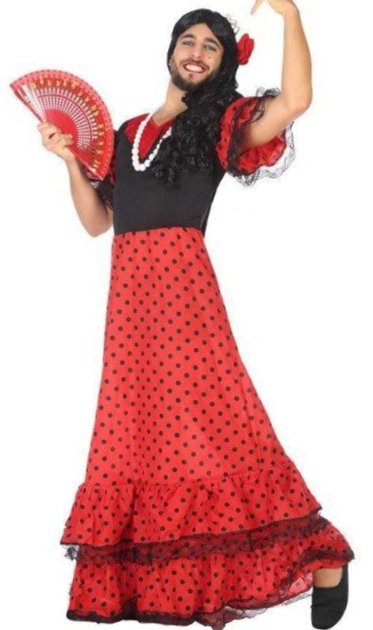 Disfraz de Flamenca Rojo para hombre I Don Disfraz