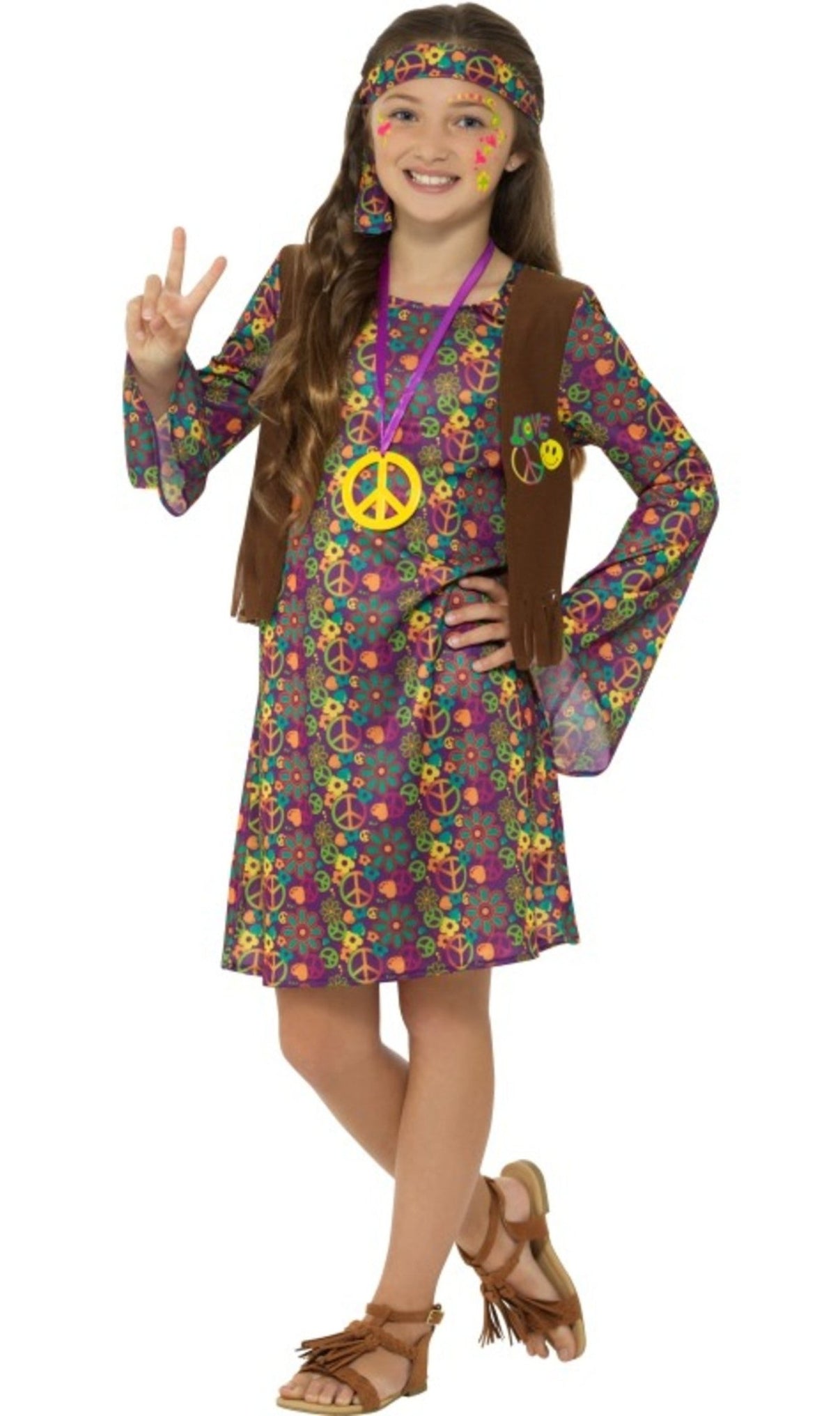 Disfraz de Hippie Love para niña I Don Disfraz