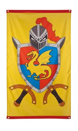 Riesengroße, mittelalterliche Flagge mit Drachenmotiv