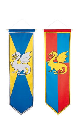 Mittelgroße, mittelalterliche Flagge mit Drachenmotiv