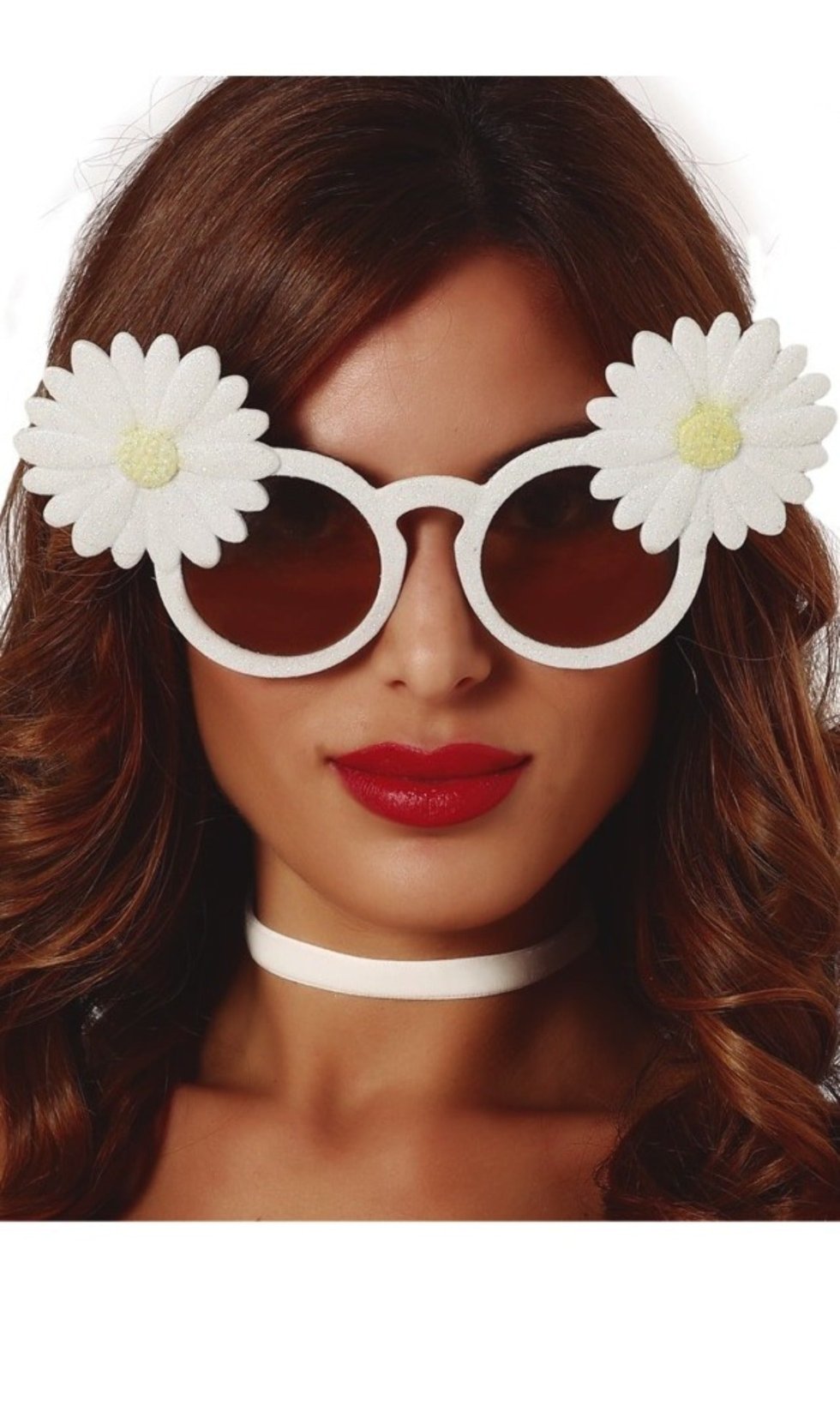 Weiße Brille mit Gänseblümchen