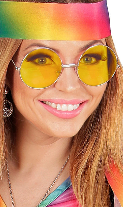 Große gelbe runde Brille