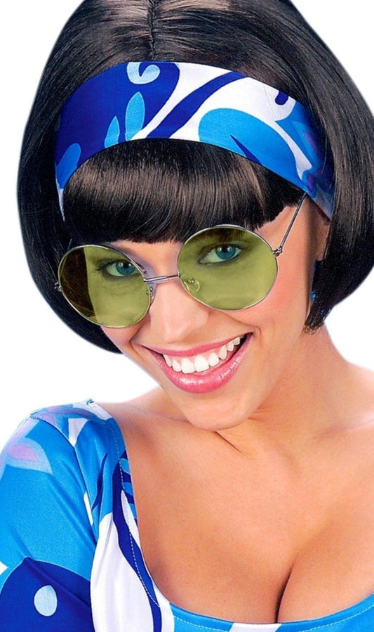 Große grüne runde Brille