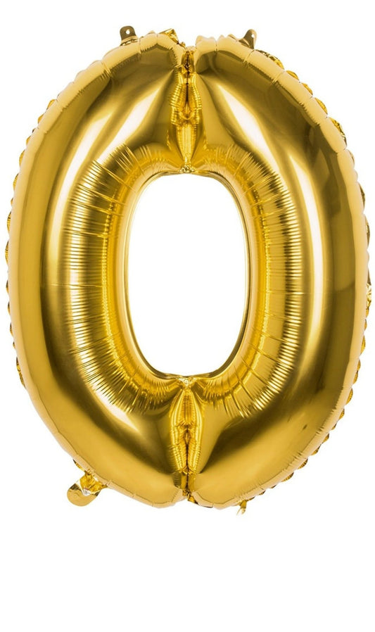 Luftballon Gold Zahl 0 Gold 86cm