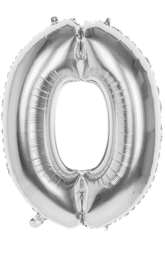 Luftballon Silber Zahl-0, 86 cm