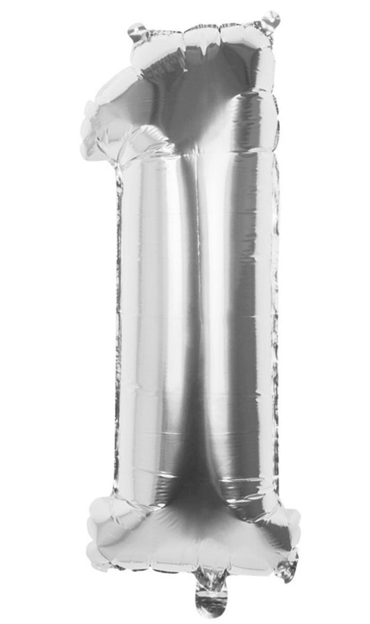 Luftballon Silber Zahl 1, 86 cm