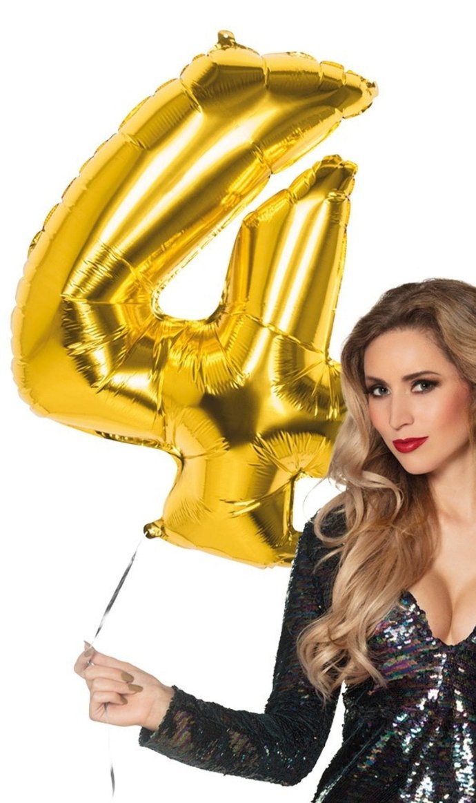 Luftballon Gold Zahl 4, 86 cm