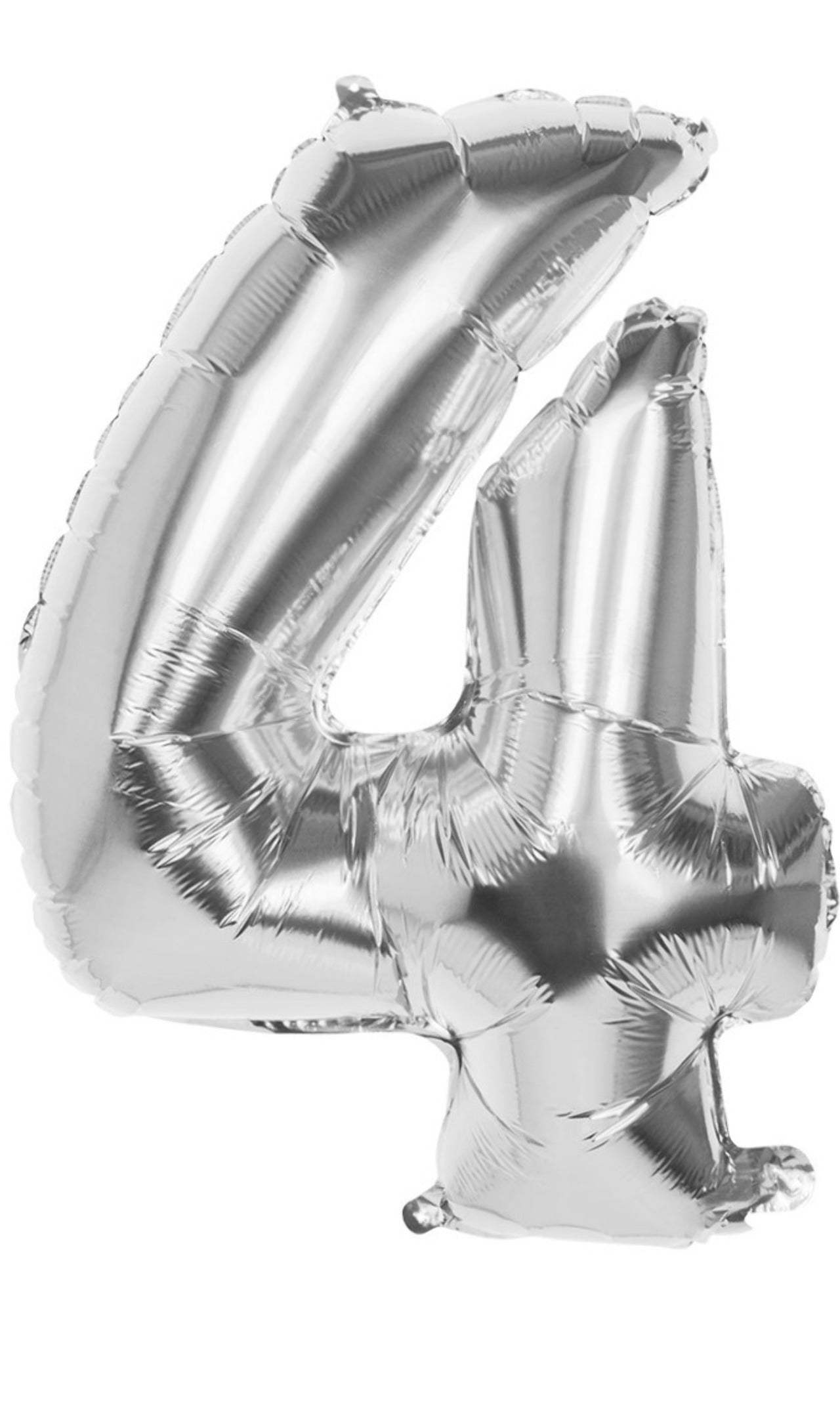 Luftballon Silber Zahl 4, 86 cm