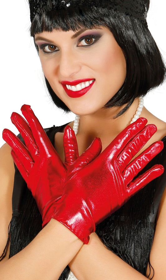 Kurze Handschuhe glanz, rot