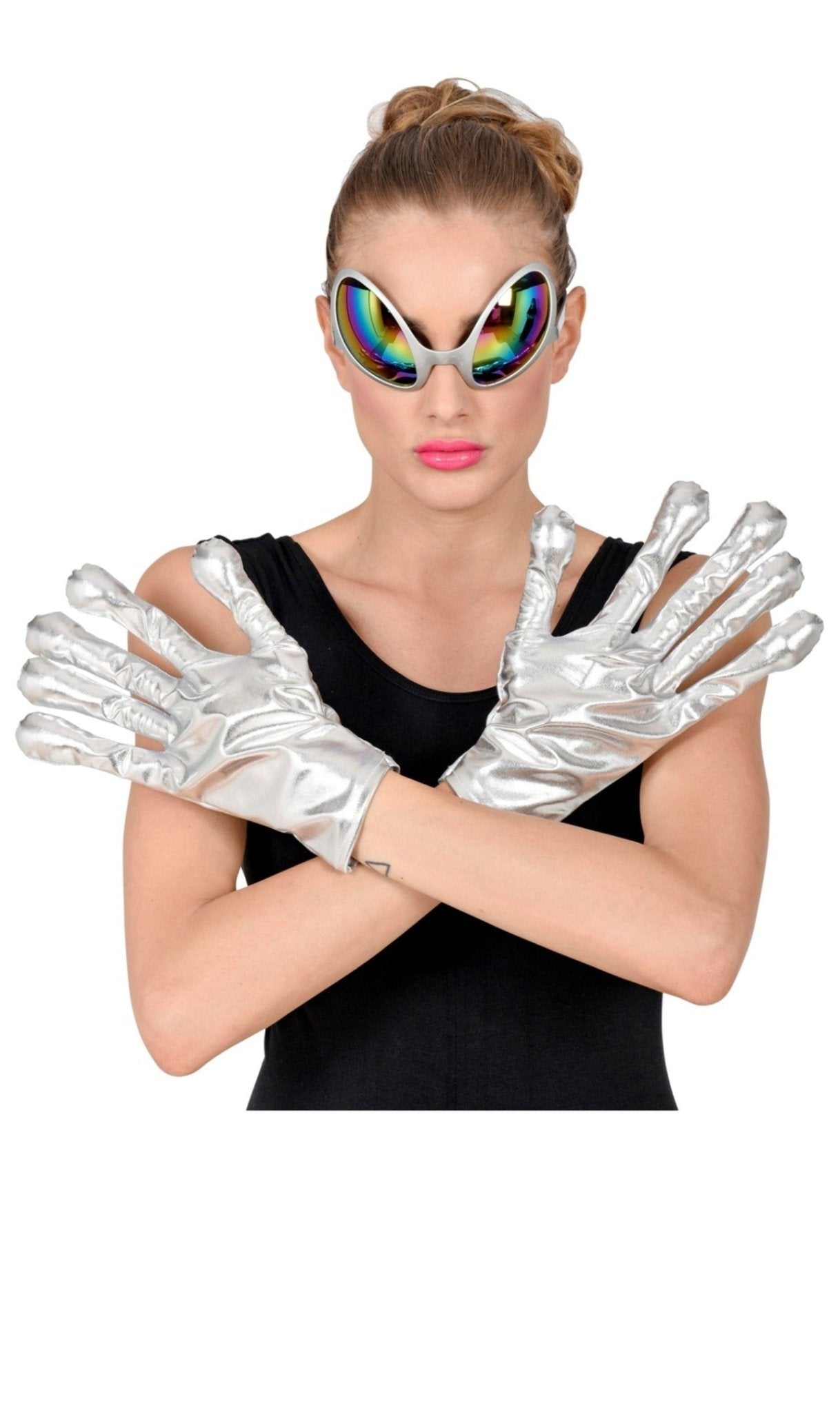 Alien Handschuhe Silber