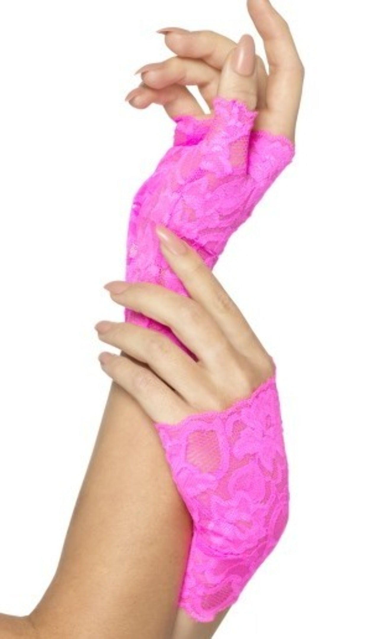 Fingerlosen Spitzen Handschuhe rosa