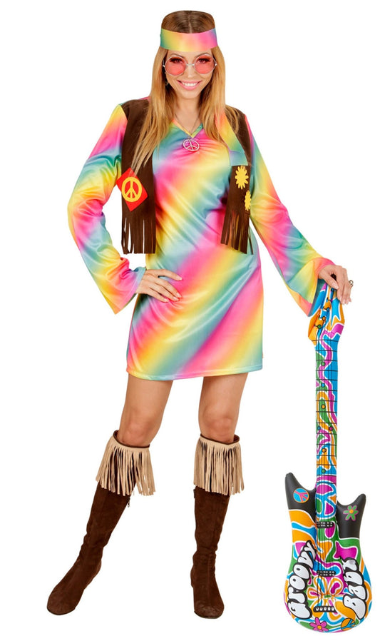 Aufblasbare Hippie Gitarre bunt