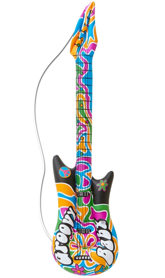 Aufblasbare Hippie Gitarre bunt
