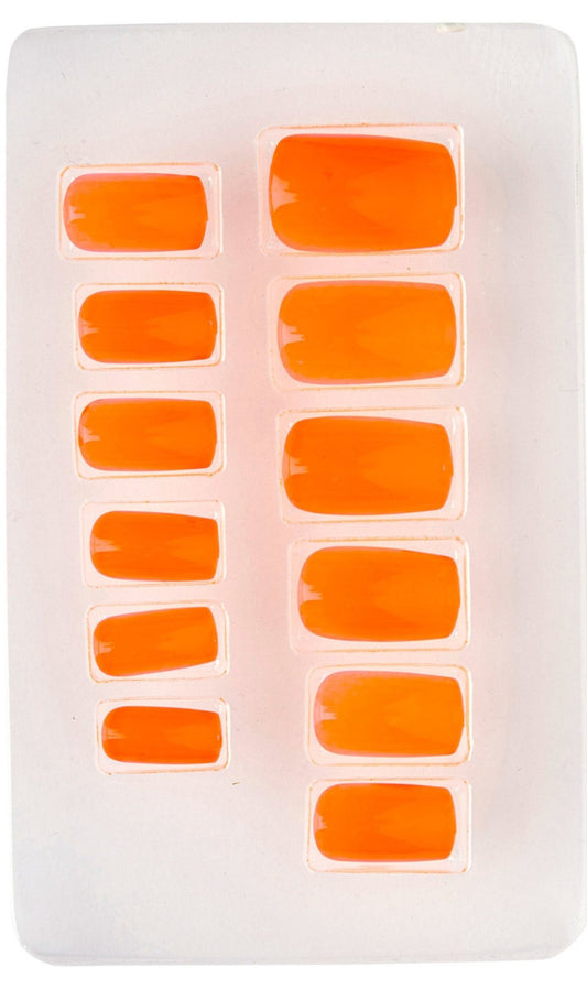 Kit 12-teilig Fingernägel Orange fluoreszierend