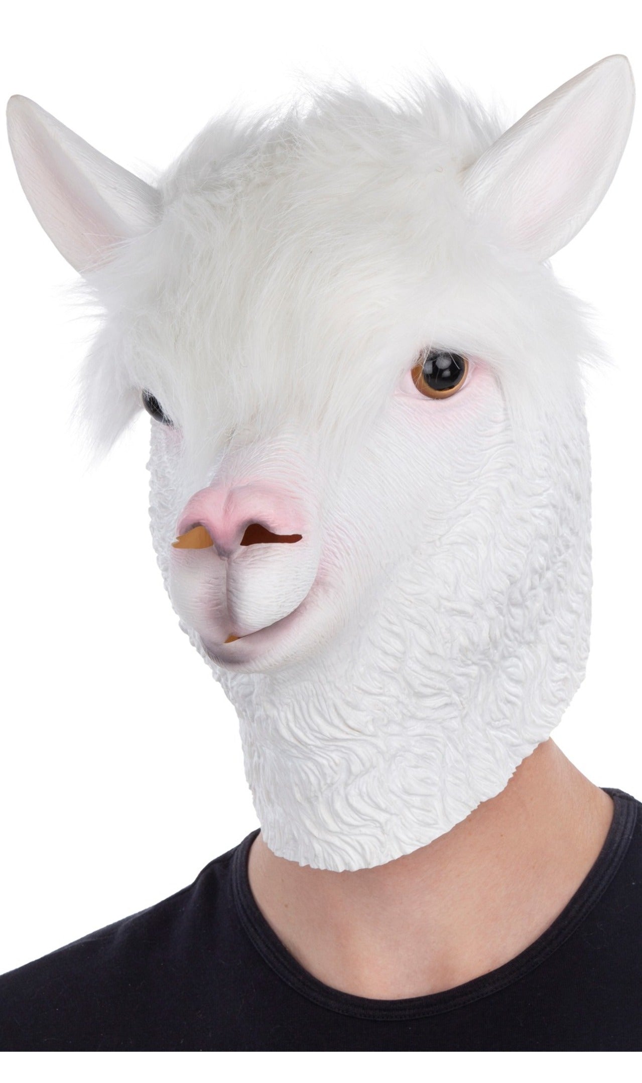 Weiße Alpaka Maske aus Latex
