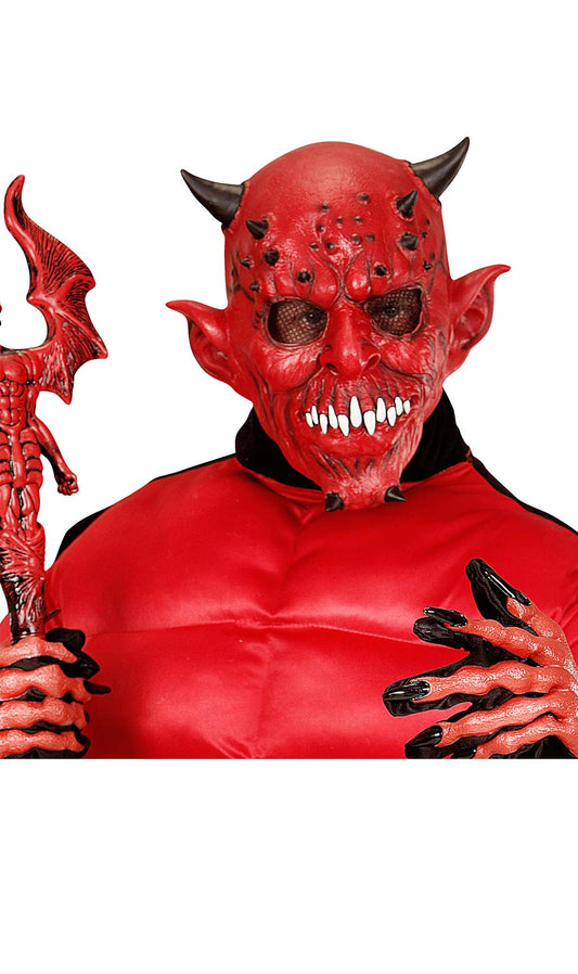 Teufel mit Hörner Maske aus Latex