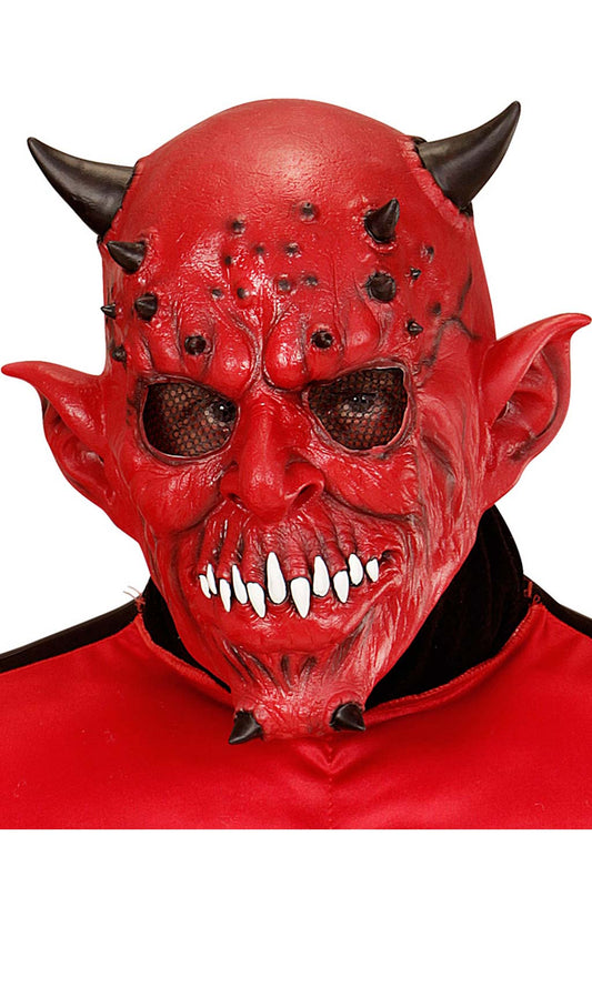 Teufel mit Hörner Maske aus Latex