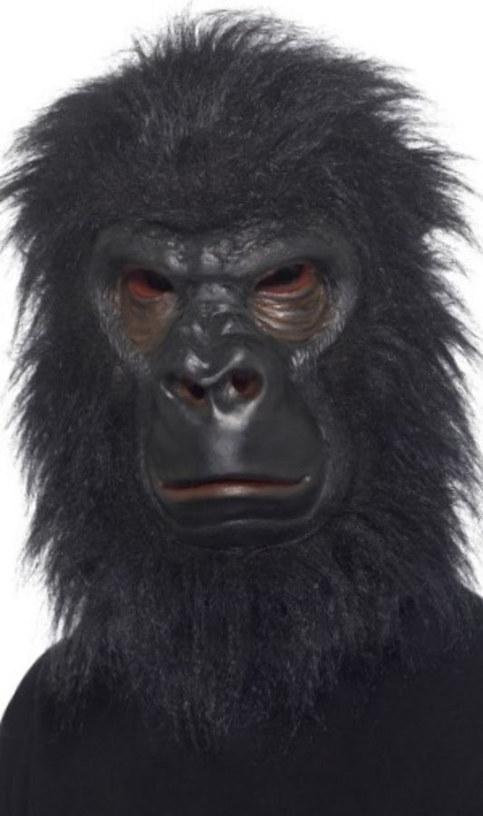 Schwarze Gorilla Maske aus Latex