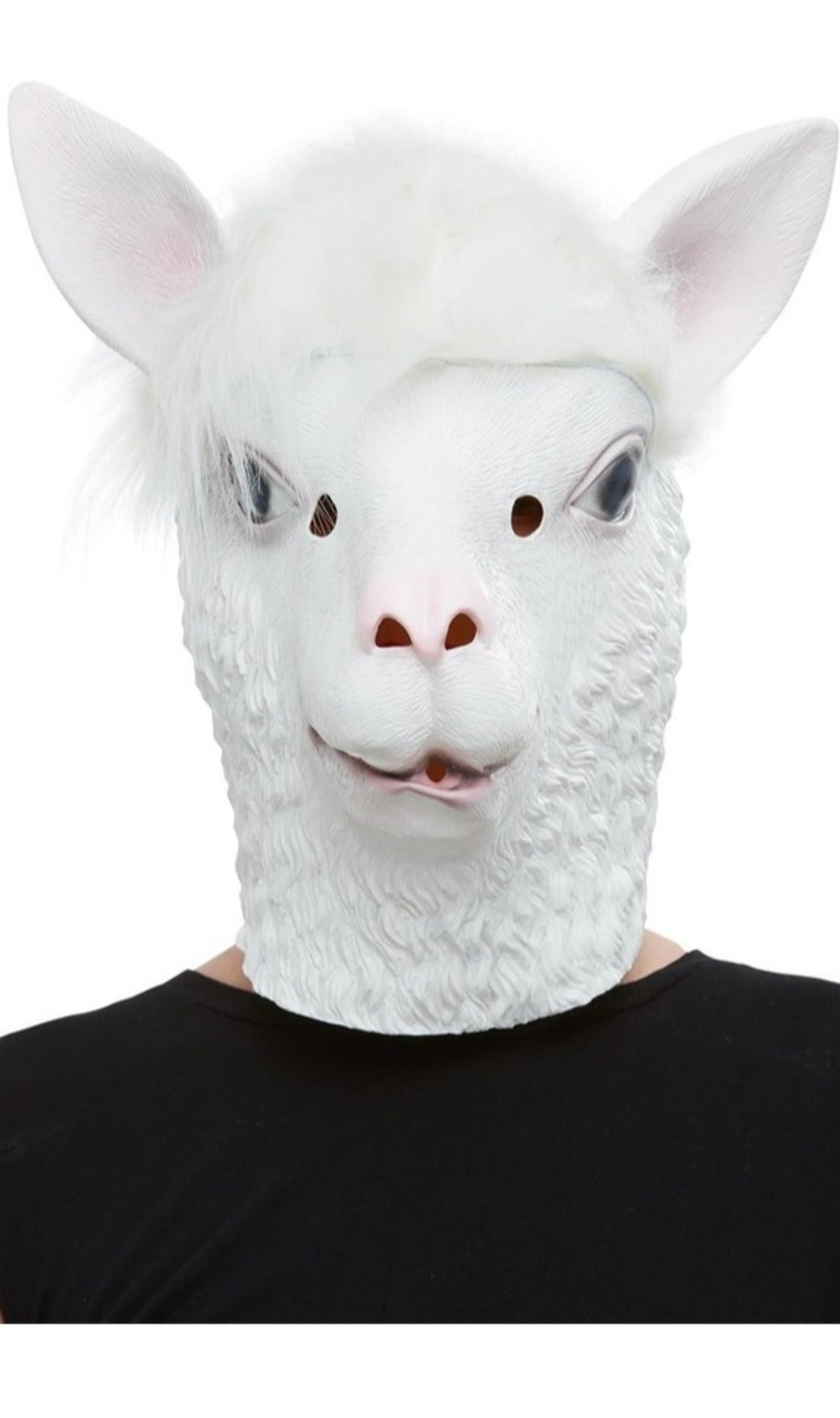 Weiße Lama Maske aus Latex