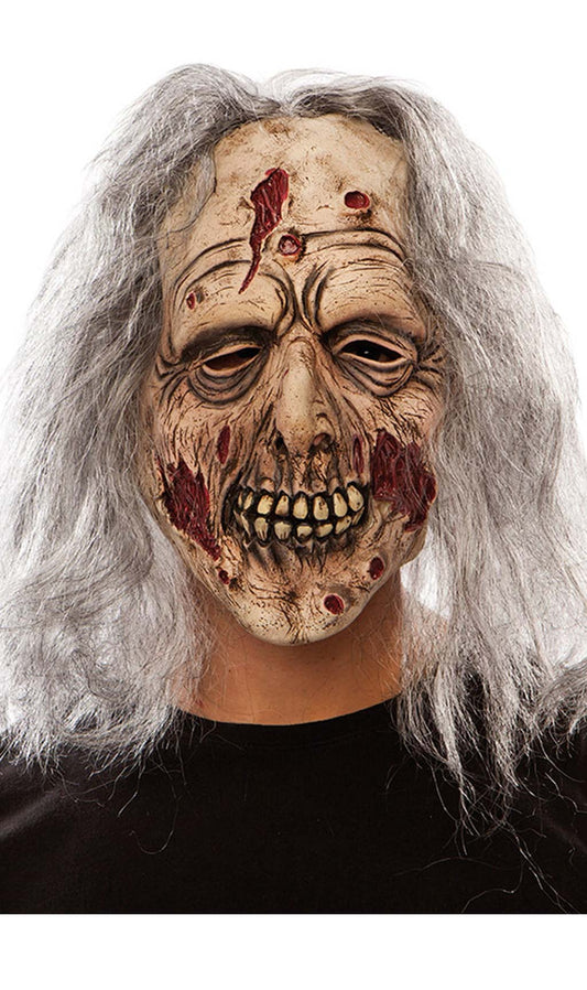 Zombie mit Haaren Maske aus Latex