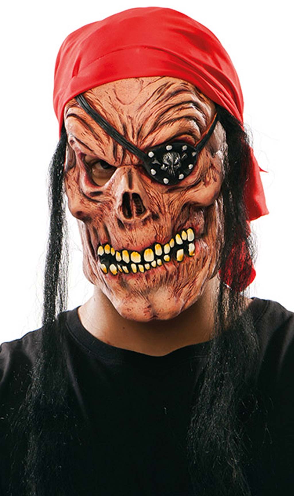 Zombie Pirat mit Augenklappe Maske aus Latex