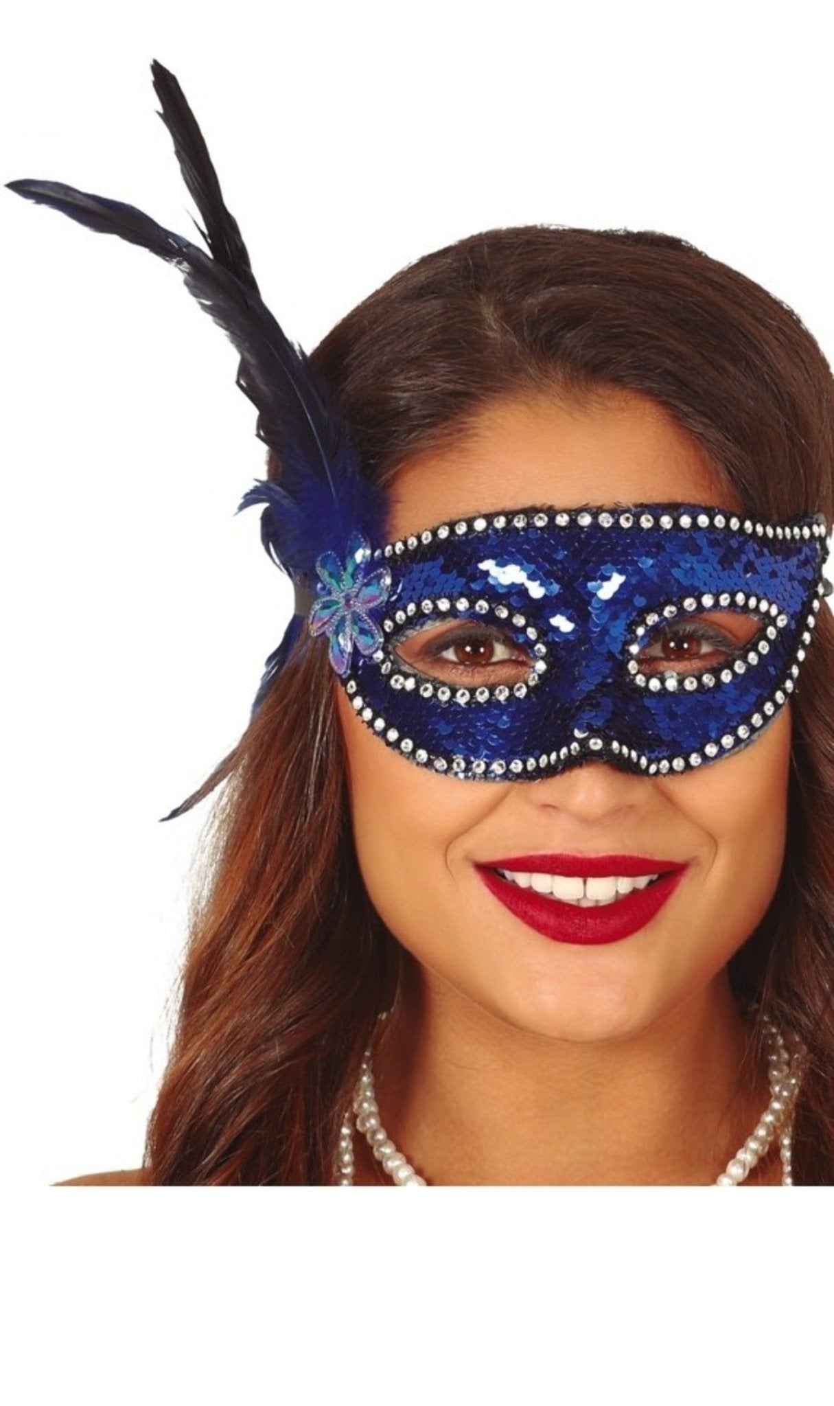 Venezianische Maske blaue Pailletten