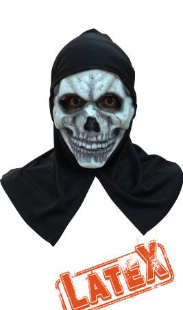 Kapuzen-Skelett Maske aus Latex