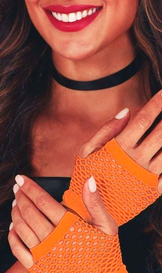 Kurze Netzhandschuhe orange