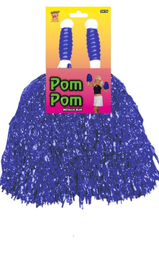 Pack 2 Pom Poms Metallic-Blau