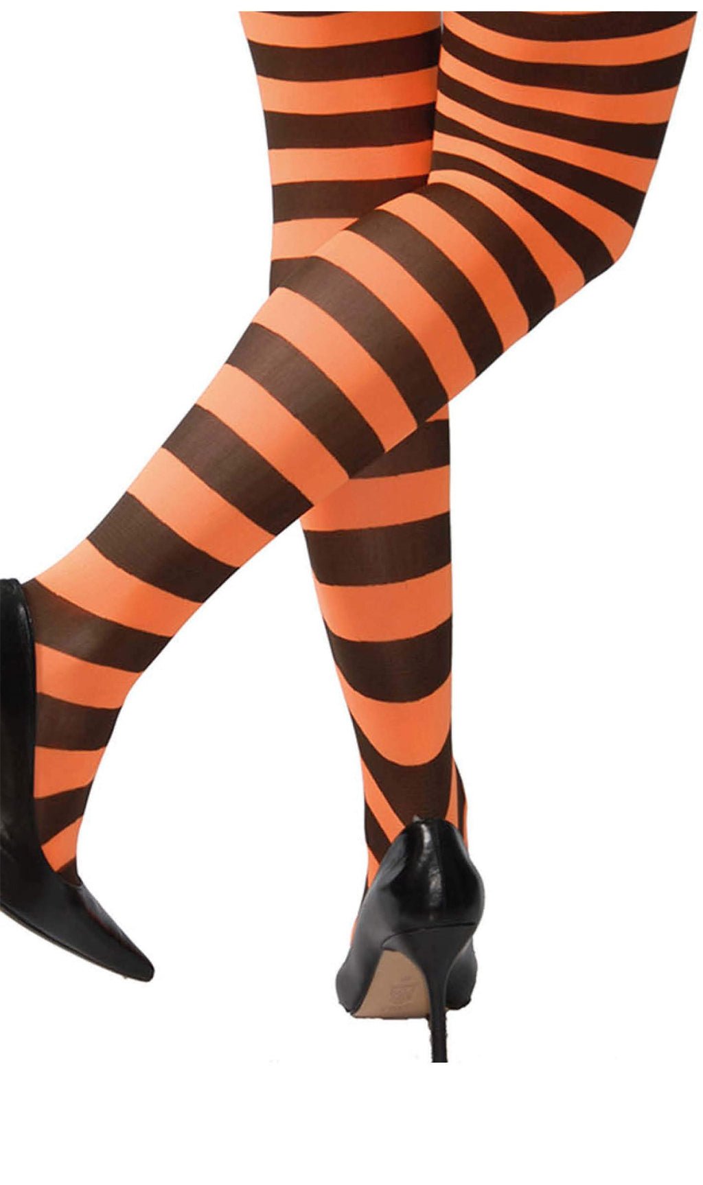 Strumpfhose Basic gestreift orange-schwarz