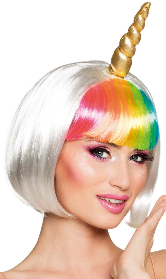 Einhorn Bob-Perücke mit Horn