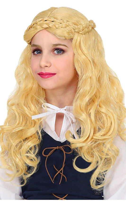 Mittelalterliche blonde Perücke für Kinder