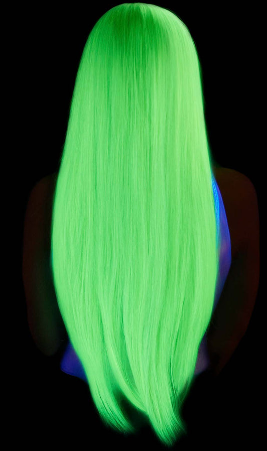Lange grüne Perücke Deluxe
