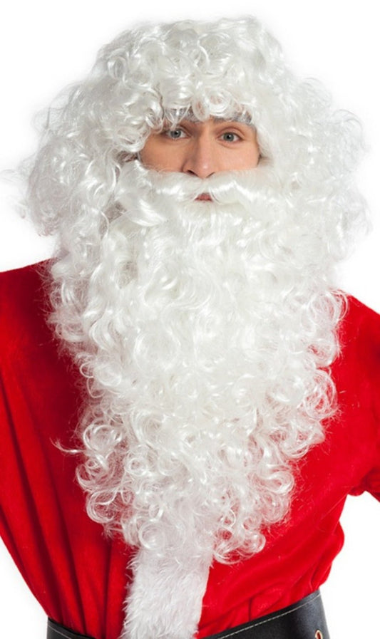 Weihnachtsmann Perücke und Bart Lockig