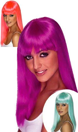 Langhaar Perücke mit Neon Farben