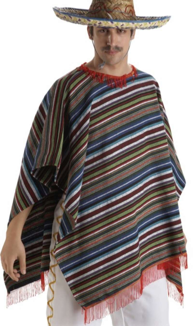 Poncho Mejicano Rayas para adulto I Don Disfraz