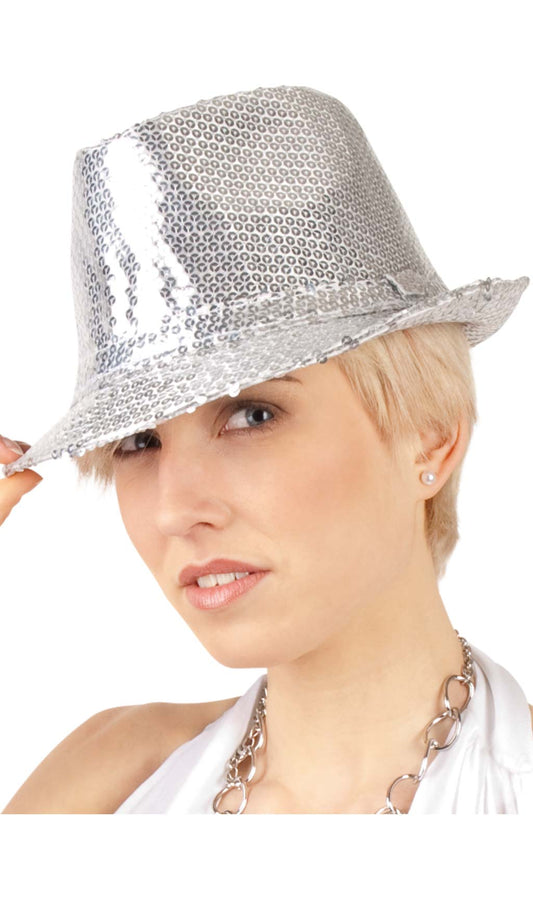 Silberner Gangster Hut mit Pailletten