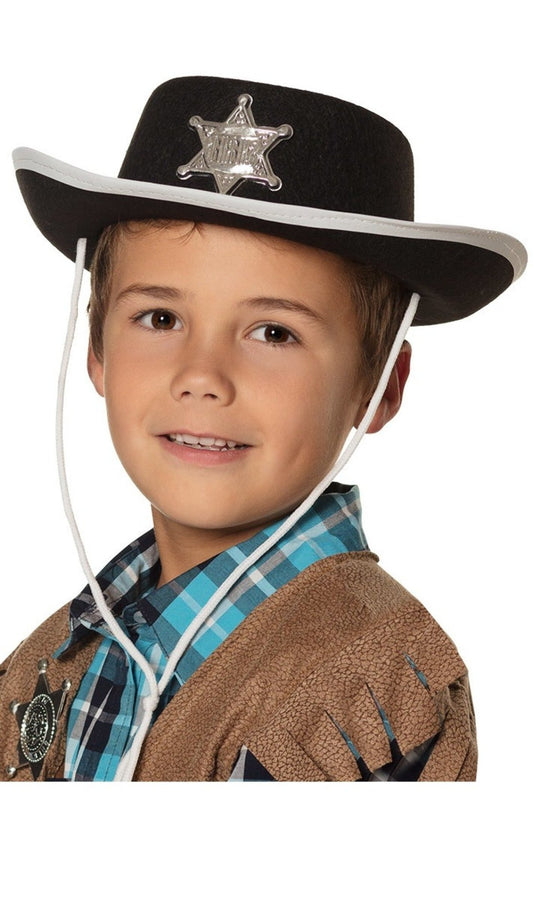 Schwarze Sheriff-Hut für Kinder