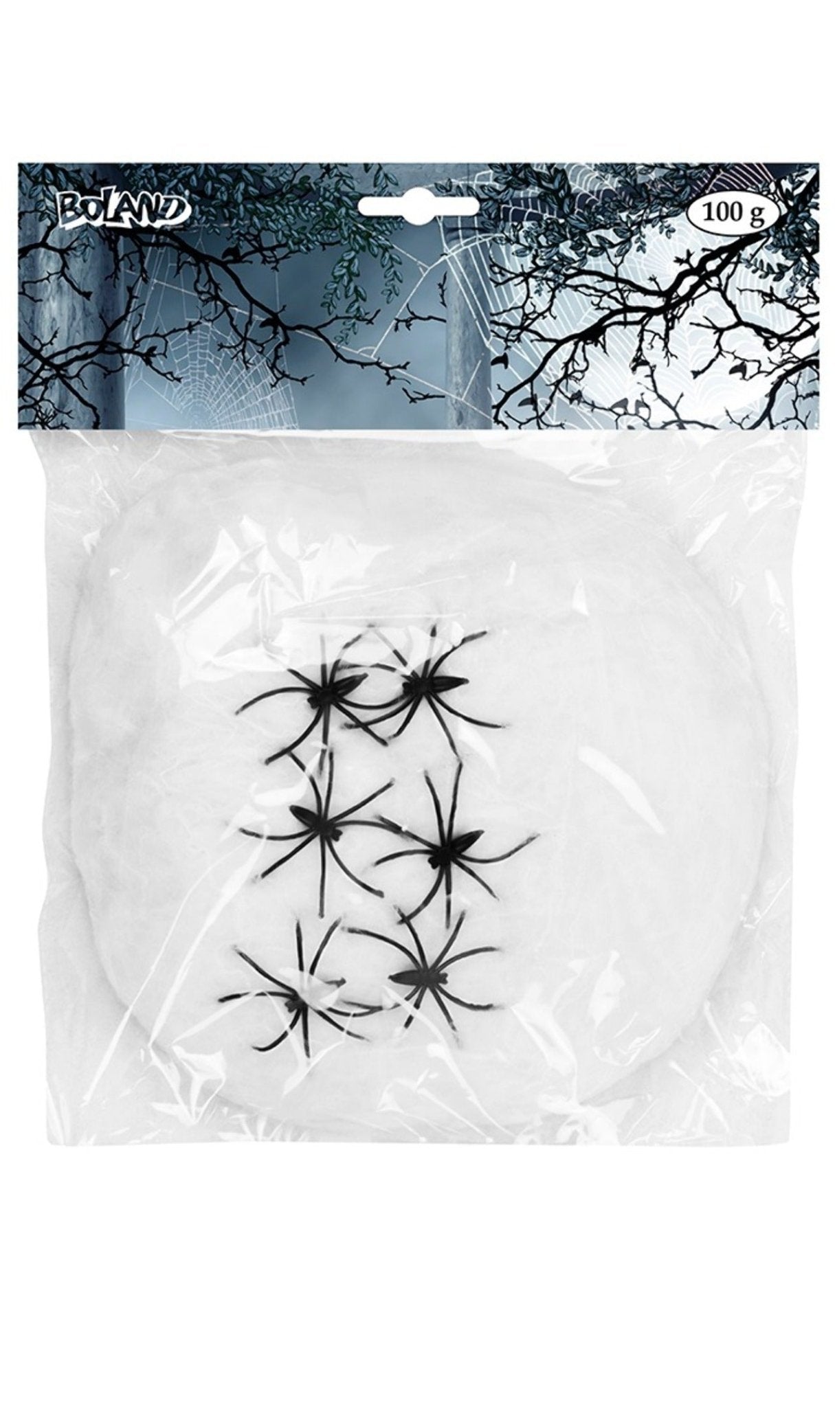 Spinnennetz 100gr mit 6 Spinnen weiß