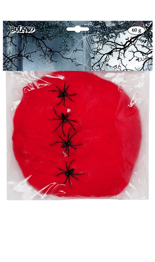 Spinnennetz 60gr mit 4 Spinnen rot