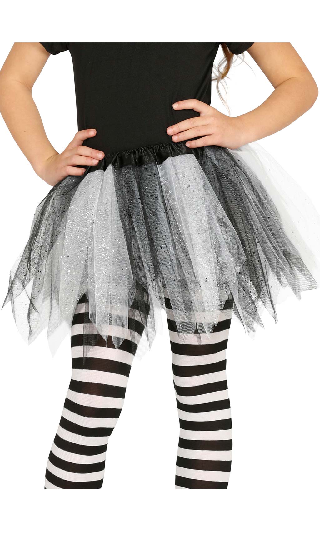 Glitzer Tutu Weiss und Schwarz für Kinder